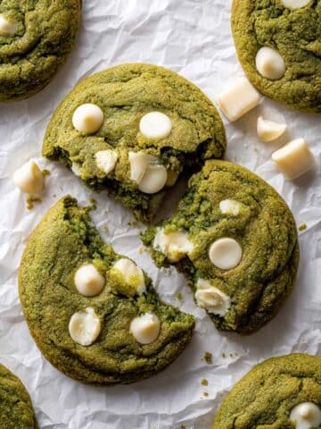Brown Butter Matcha Cookies with White Chocolate Chips Recipe